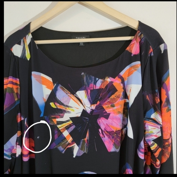 Tahari Multicolored Butterfly Print Side Ruched Sundress Sz 22W Stretchy - Picture 11 of 12